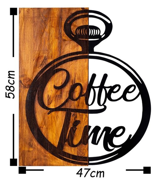 Wallity Nástěnná dřevěná dekorace COFFEE TIME hnědá/černá