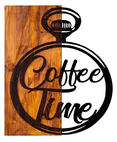 Wallity Nástěnná dřevěná dekorace COFFEE TIME hnědá/černá