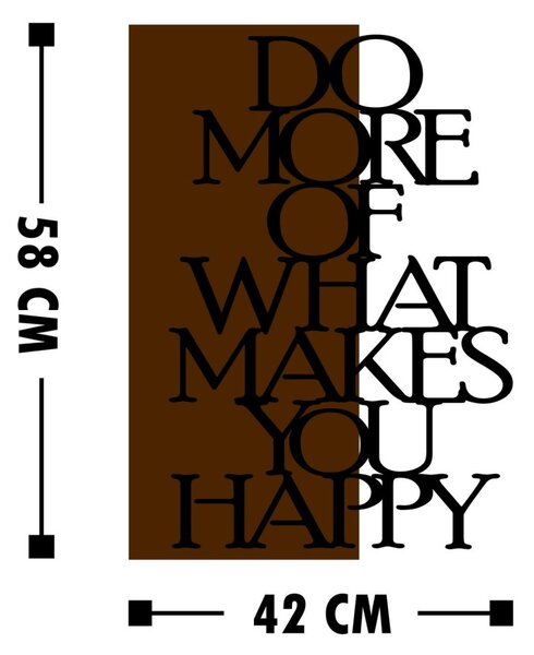 Wallity Nástěnná dřevěná dekorace HAPPY hnědá/černá