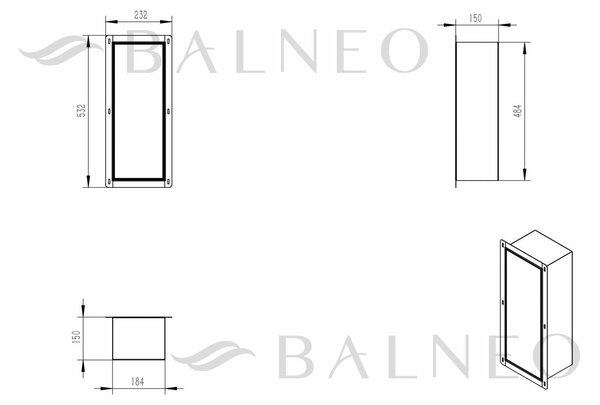 Balneo Wall Box Brush S skrytý modul na wc štětku ocel B0401060104-01