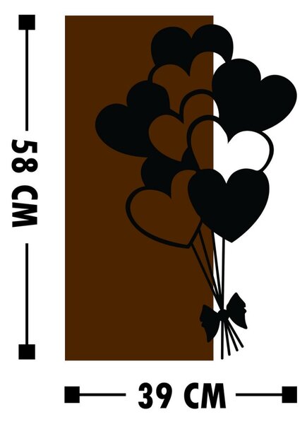 Wallity Nástěnná dřevěná dekorace LOVE BALLOONS hnědá/černá