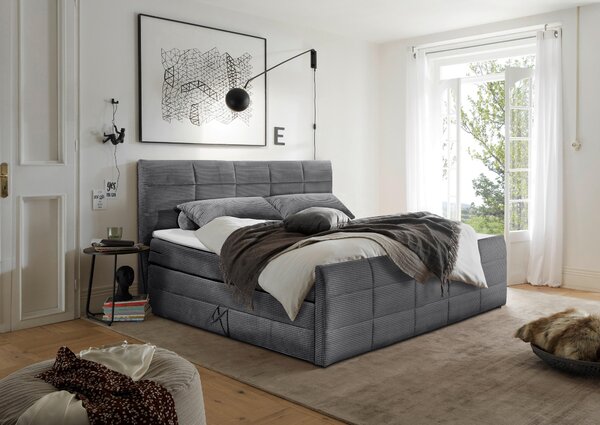 POSTEL BOXSPRING, 180/200 cm, tmavě šedá MID.YOU - Postele s úložným prostorem, Online Only