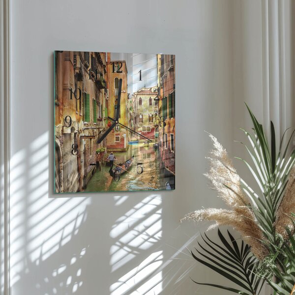 Skleněné hodiny na stěnu Benátská loď zskc-30x30-00172947