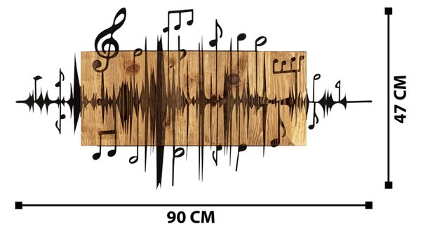 Wallity Nástěnná dřevěná dekorace MUSIC hnědá/černá