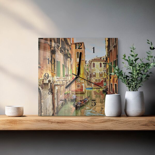 Skleněné hodiny na stěnu Benátská loď zskc-30x30-00172947