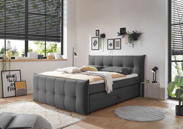 POSTEL BOXSPRING, 160/200 cm, antracitová MID.YOU - Postele s úložným prostorem, Online Only