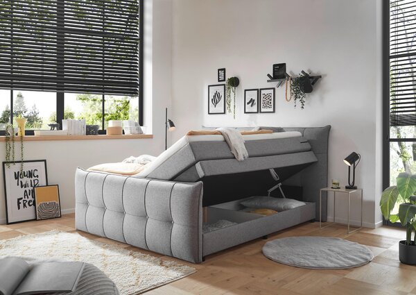 POSTEL BOXSPRING, 160/200 cm, tmavě šedá MID.YOU - Postele s úložným prostorem, Online Only
