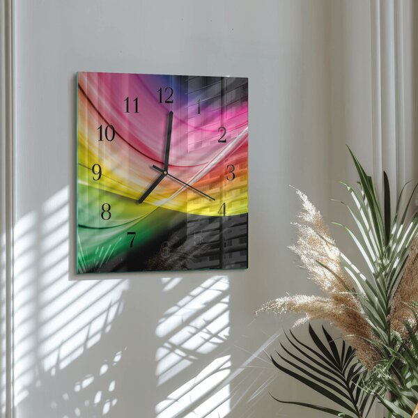 Skleněné hodiny na stěnu Abstraktní čáry zskc-30x30-00172964