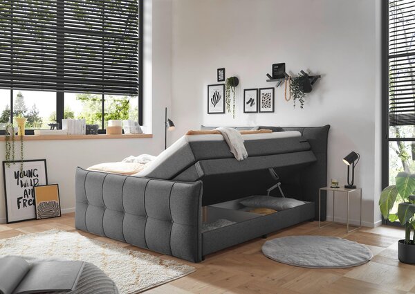 POSTEL BOXSPRING, 160/200 cm, antracitová MID.YOU - Postele s úložným prostorem, Online Only