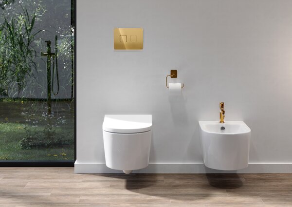 Cersanit Accento Square splachovací tlačítko pro WC zlatá K97-463