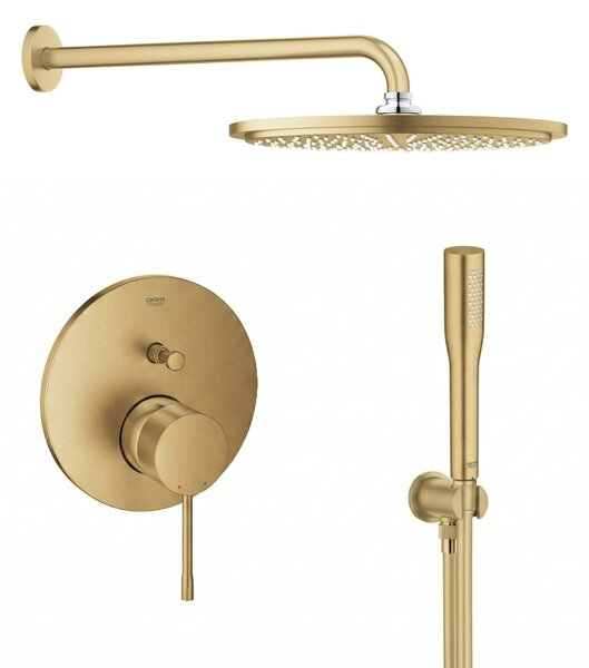 Sada hlavová sprchá s ramenem Grohe Rainshower 26066GN0, vanová baterie Grohe Essence 24058GN1, 26658GN0, 27400GN0, 28362GL1