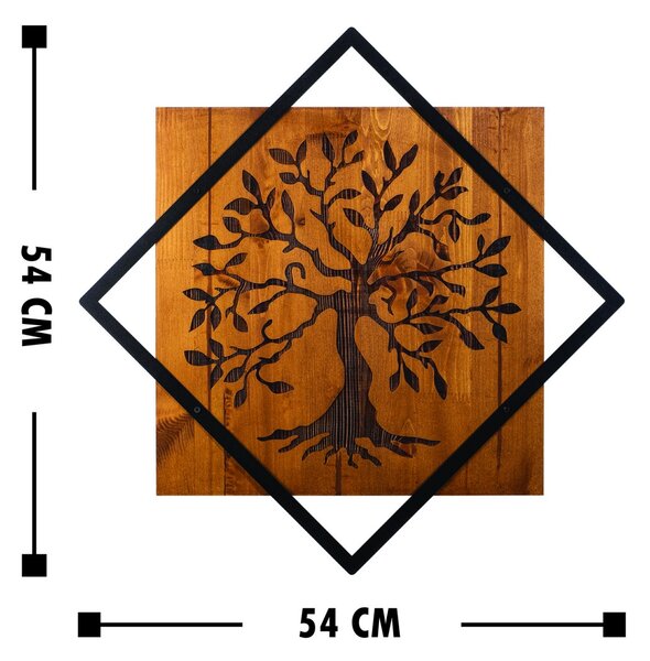 Wallity Nástěnná dřevěná dekorace TREE II hnědá/černá