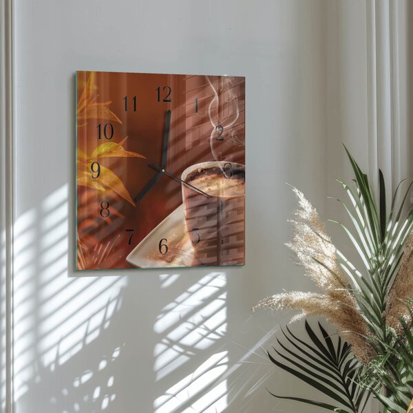 Skleněné hodiny na stěnu Káva zskc-30x30-00172978