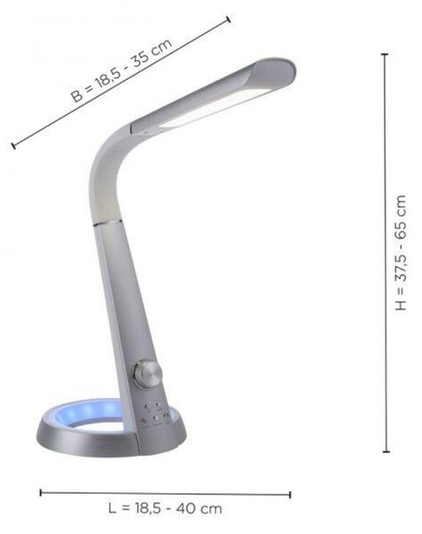 PAUL NEUHAUS Stolní lampa, stříbrná, LED stojna, stmívatelné, USB-konektor 3000-6500K 4591-95