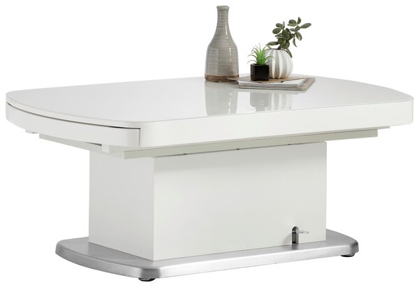 KONFERENČNÍ STOLEK, bílá, kov, sklo, kompozitní dřevo, 120/75/50 cm Venda - Konferenční stolky