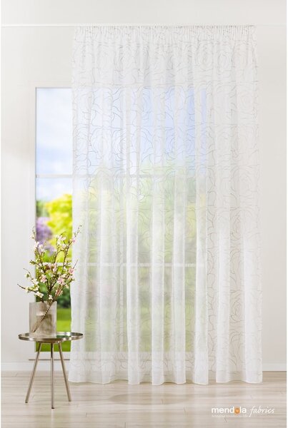 Bílo-šedá záclona 140x245 cm Amanda – Mendola Fabrics