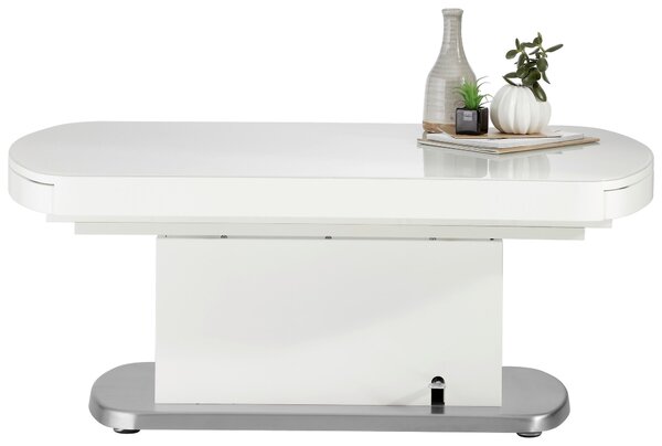 KONFERENČNÍ STOLEK, bílá, kov, sklo, kompozitní dřevo, 120/75/50 cm Venda - Konferenční stolky