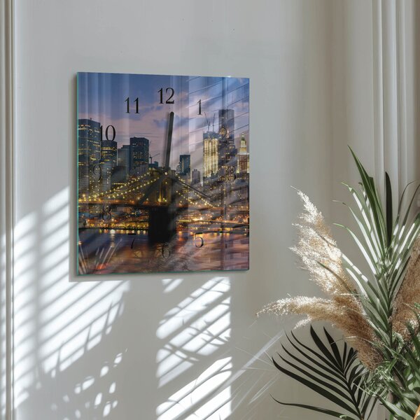 Skleněné hodiny na stěnu Horizontální most zskc-30x30-00173037
