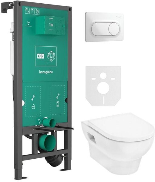 Sada WC mísa se sedátkem s pomalým sklápěním Hansgrohe GladeLake S 60309450, podomítkový WC modul Hansgrohe iFrame universal 01022180, 66002450
