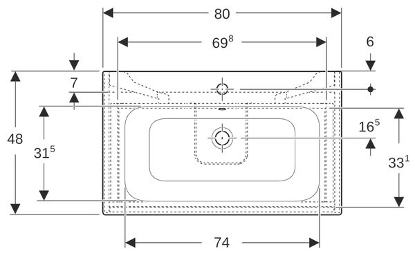 Geberit Selnova Square umyvadla se skříňkou 80 cm bílá 504.139.00.1