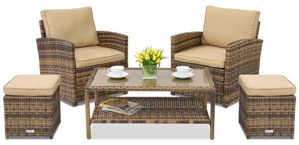 Zahradní nábytek Monaco Terrace + 2 pufy Garden Point hnědý