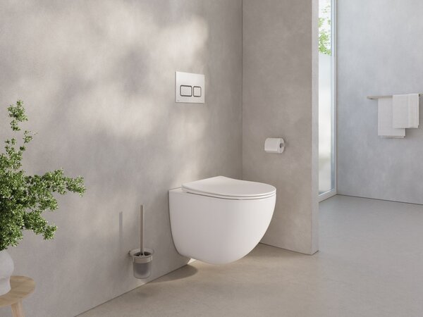 Ravak Chrome wc mísa se sedátkem s pomalým sklápěním závěsná bez splachovacího kruhu s vírovým splachováním bílá lesk X03121