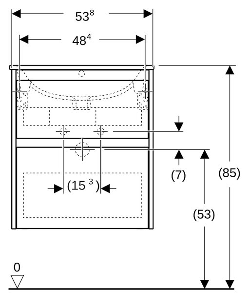 Geberit Selnova Square umyvadla se skříňkou 55 cm bílá 504.137.00.1