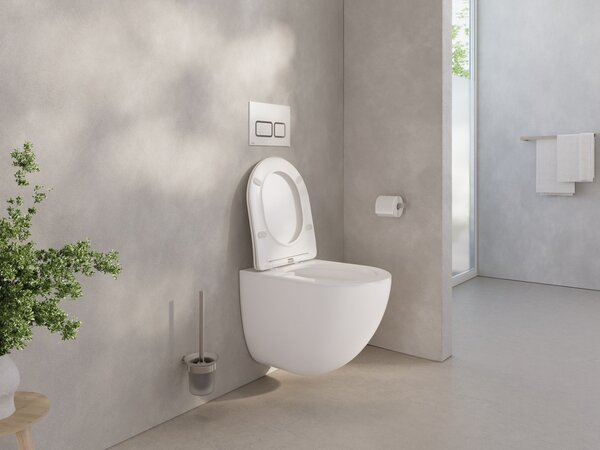 Ravak Chrome wc mísa se sedátkem s pomalým sklápěním závěsná bez splachovacího kruhu s vírovým splachováním bílá lesk X03121