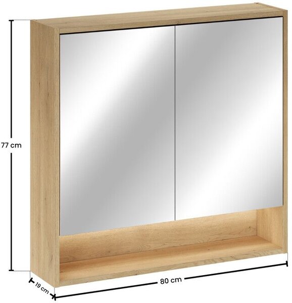 Comad Viola skříňka 80x19x77 cm se zrcadlem dub CREMONA UN 84-80-2D