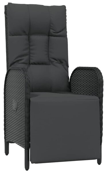 7dílný zahradní jídelní set s poduškami černý polyratan 3185078