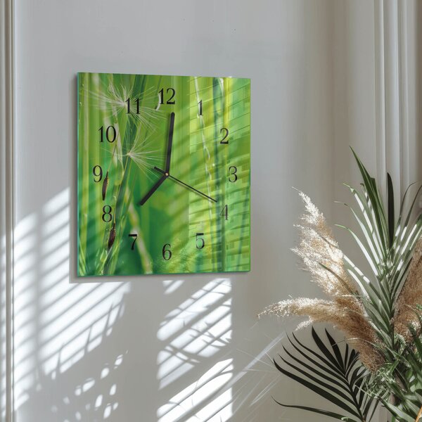 Skleněné hodiny na stěnu Tráva zskc-30x30-00173065
