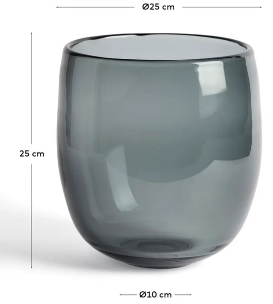 Kave Home Šedá skleněná váza Sirau Ø25 cm