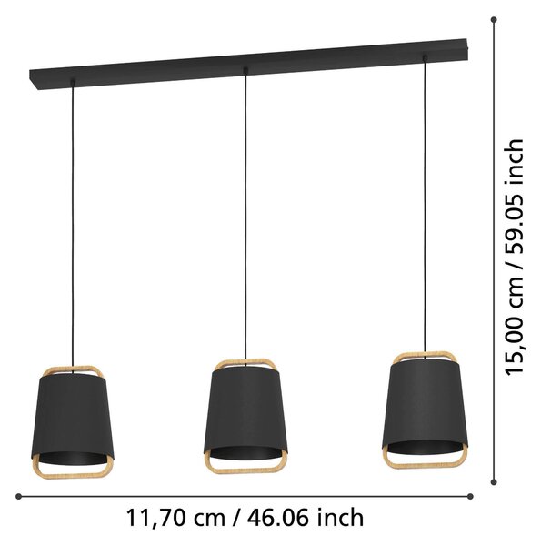 ZÁVĚSNÉ SVÍTIDLO, 127,5/22,5/150 cm Eglo - Online Only svítidla, Online Only