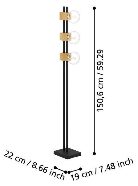 STOJACÍ LAMPA, 9,5/7,5/150,5 cm Eglo - Online Only svítidla, Online Only