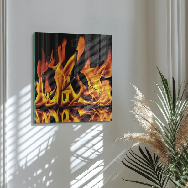Skleněné hodiny na stěnu Oheň zskc-30x30-00173078