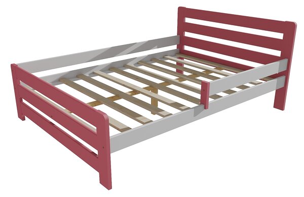 Vomaks Dětská postel se zábranou VMK001D KIDS Rozměr: 140 x 200 cm, Barva: barva růžová + bílá