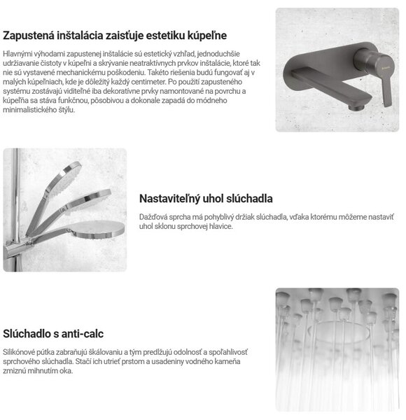 Deante Silia, 4-otvorová vanová baterie pod omítku se sprchovou soupravou, grafitová, DEA-BQS_D18P