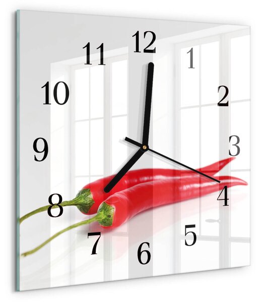 Skleněné hodiny na stěnu Chilli papričky zskc-30x30-00173112