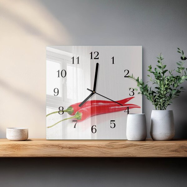 Skleněné hodiny na stěnu Chilli papričky zskc-30x30-00173112