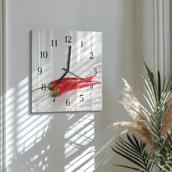 Skleněné hodiny na stěnu Chilli papričky zskc-30x30-00173112