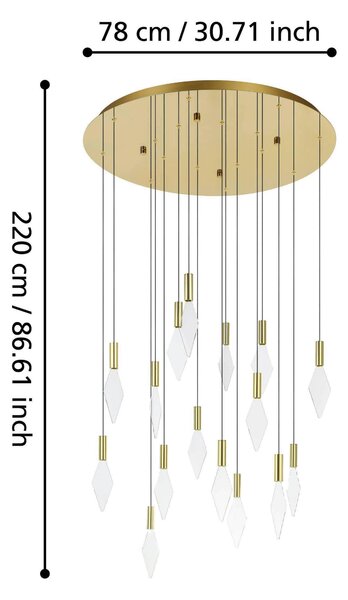 ZÁVĚSNÉ SVÍTIDLO, 78/220 cm Eglo - Online Only svítidla, Online Only