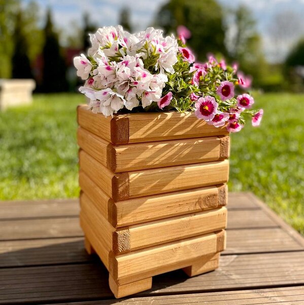 Dřevěný zahradní květináč AKSAMIT pinie - 250x250x300 (Krásné zpracování)