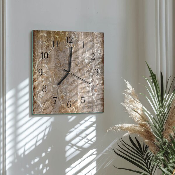 Skleněné hodiny na stěnu Květinový vzor zskc-30x30-00173135