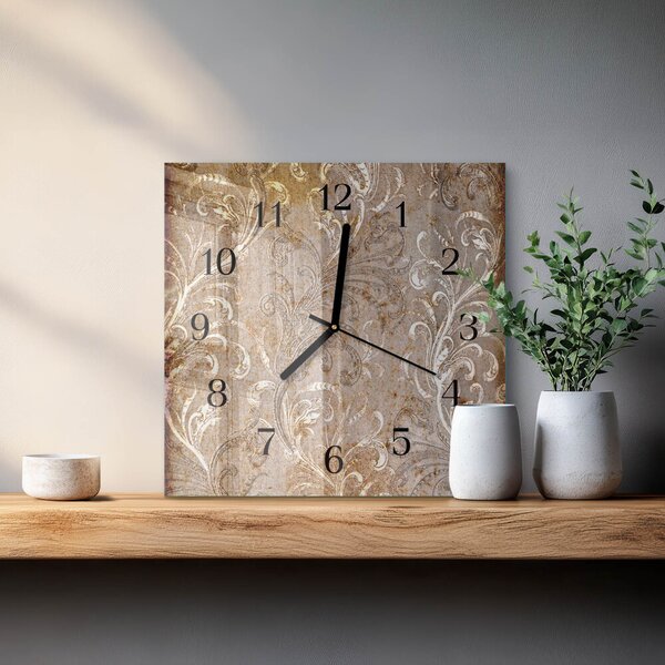 Skleněné hodiny na stěnu Květinový vzor zskc-30x30-00173135