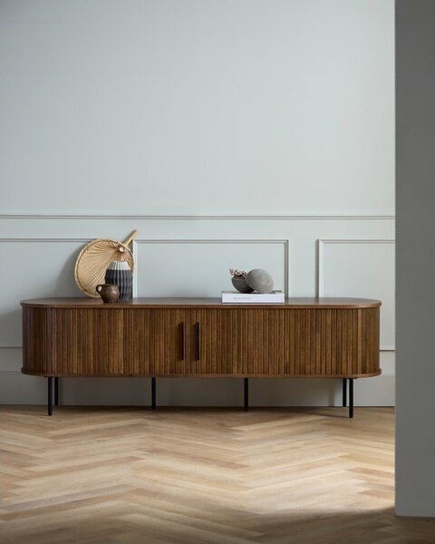 Hnědý TV stolek v dekoru dubu 180x56x45 cm Nola – Unique Furniture