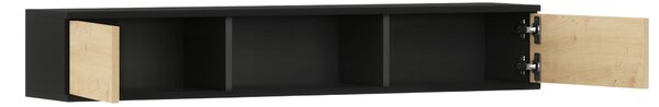 Nástěnná police se skříňkami LANZZI 120 cm, černá/dub