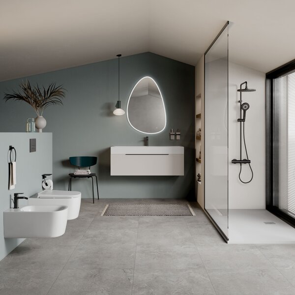 Kludi Dual Shower System sprchová sada na stěnu s termostatem s dešťovou sprchou černá 6906739-81