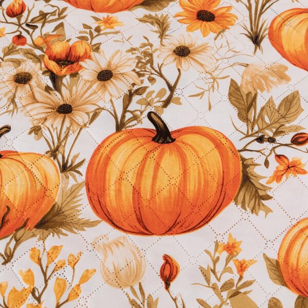 Přehoz na postel FLOWERS AND PUMPKINS, oranžový Rozměr: 170 x 210 cm