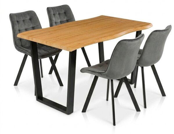 Vikio Jídelní set pro 4 osoby 160x90 cm dub noha U šedá židle VJS156-4S-S