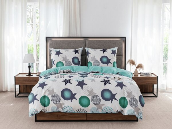 Flanelové povlečení z mikrovlákna MINT STARS barevné Rozměr povlečení: 70 x 90 cm | 140 x 200 cm